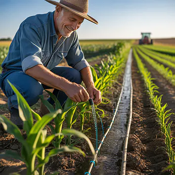 zemědělec s kapkovou z&aacute;vlahou